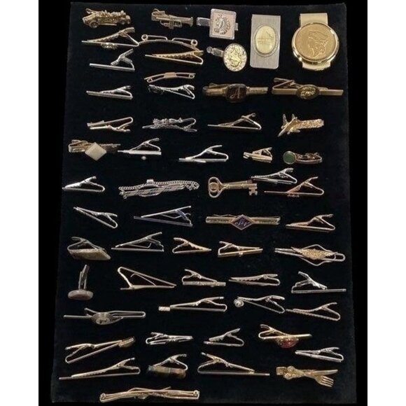 Vintage Men’s Tie Money Clip Lot – Mixed Brands & Eras Robbins Co. Attleboro - Picture 1 of 9